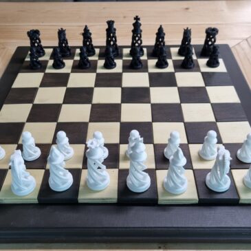 Schaakbord hout incl. 3D geprinte stukken